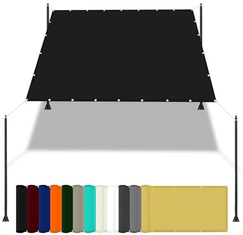 Toile Ombrage pour Patio 2.5 x 2.5 m Tissu Polyester UV Protection avec Oeillets Toile Ombrage Auvent pour Piscine Voitures Camping Et Patio, Noir