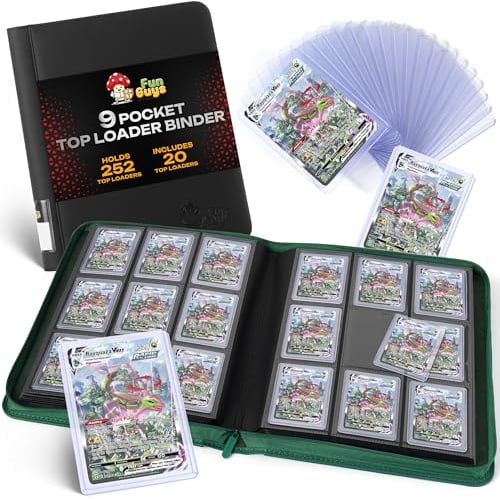 FunGuys Toploader Binder, Trading Card Binder Storage, 252 9 Pocket Top Loader Pokemon Binder, Card Collection for Yugioh, MTG, TCG, Card Folders for Trading Cards