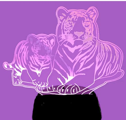 Jinson well 3D löwe Tiger Nachtlicht led Lampe optische Nacht licht Illusion 7 Farbwechsel Touch Switch Tisch Schreibtisch Dekoration Lampen mit Acryl Flat USB Spielzeug