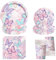 Qcdou Vaisselle de Fête, Vaisselles Anniversaire Kit, Papillon Vaisselle de fête 10 invités avec Assiettes en Papier, Tasses, Serviettes, Décor d'anniversaire pour enfants, Fêtes Anniversaires