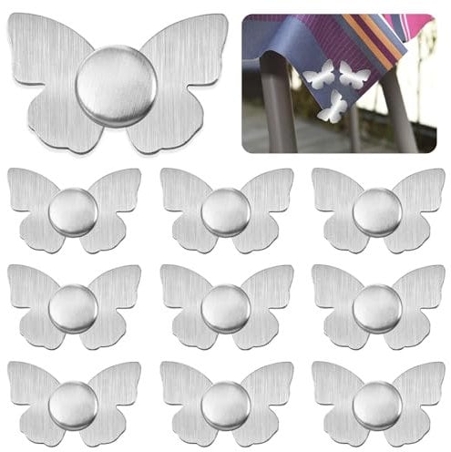 sinzau 10 Stücke Magnet Schmetterling Edelstahl, Edelstahl Tischtuchbeschwerer, Magnetische Tischtuchklammer, Tischtuchbeschwerer ca 60g/Stücke, für Innen und Draußen