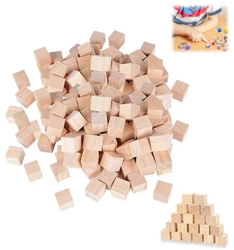 100 Stück Holz Würfel Deko,10mm Kleine Holzwürfel Blanko zum Basteln,Quadrat Würfel Natur,Bastelmaterial für DIY, Malen, Handwerk, Dekoration