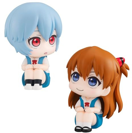 Anjinguang Ayanami Rei Figur Asuka Langley Soryu Actionfigur Anime Look Up Minifigur 10 cm Niedliche Cartoon-Spielstatue Desktop-Dekoration Modell Sammlerstück Geschenke für Fans