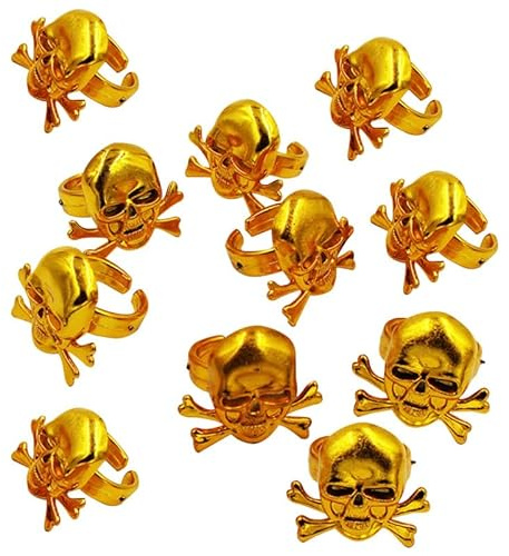 VICASKY 12 Stk Goldene Piratenringe Kinder klingeln Ringe für Kinder Punk-Ringe Piraten-Juwelen goldene Requisiten halloween party piratenkostüme Kinderringe dekorative Piratenringe