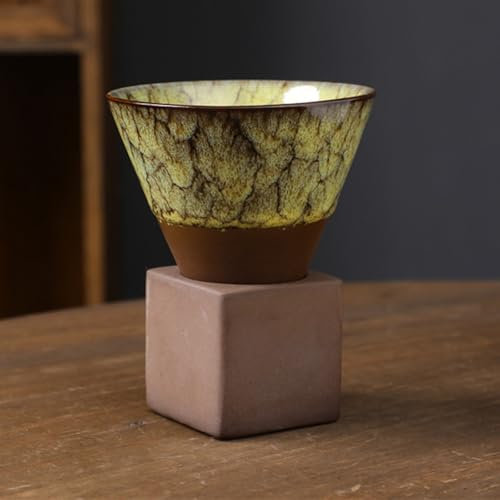 Koomuao Trichter Kaffeetassen,Keramik Japanische Kaffee Tee Tasse,kreative dreieckige kegelförmige Becher, Espressotassen, für Latte, Cappuccino,Geschenk Teetasse für Männer (J)