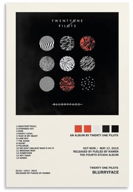 Bluryface Leinwandgemälde Twenty One Pilots, Hip-Hop-Künstler, Musikalbum, Druck, Signatur, Ölgemälde, Material, Wandkunst, Mosaikgemälde, klassische Poster, Dekoration, 30 x 45 cm, ungerahmter Stil