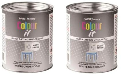 GSV Essentials White Matt Undercoat Paint, Quick-Drying Basecoat Tin Paint Ideal for Furniture, Doors, Walls, Cabinets & Fences 300ml (2 Pcs)