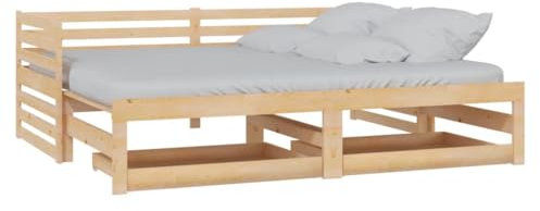 HEFZGDB Tagesbett Ausziehbar 2X(90x200) cm Massivholz Kiefer Ehebett Gästebett Familienbett Einzelbett für Gästezimmer Wohnbereich Herberge Schlafzimmer