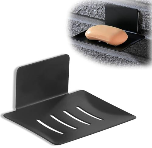 Seifenhalter Ohne Bohren,Seifenschale Wandmontage,Seifenhalter Dusche,Edelstahl Seifenschale Schwarz mit Klebepad,Seifenablage Dusche für Badezimmer Küche