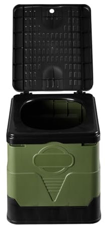 Warmiehomy Portable Camping Toilets for Adults, Outdoor Lightweight Foldable Toilets, Compact Travel Toilet for Adult Potty with Curing Agent, Compost Toilet Max 150KG (Green)