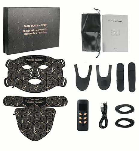 Maschera facciale in silicone a LED con collo 8 colori maschera in silicone- Maschera Led per Viso & Collo,Led Mask ha Effetti Di Ringiovanimento