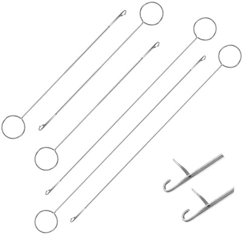 6 Stück Lang Wendenadel Metall Schlaufenwender Nadelhaken mit Riegel Durchziehnadeln Häkelwerkzeug Loop Turner Nähwerkzeuge Einfädler für Stoff Gürtel Streifen Diy Stricken Zubehör 2 Größen