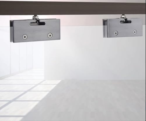 Kit Sistema Scorrevole per Porta in Vetro – Attacco a Soffitto, Portata 80 kg, Spessore Vetro 4-12 mm – Cromo Satinato (Cromo Satinato, 120 cm)