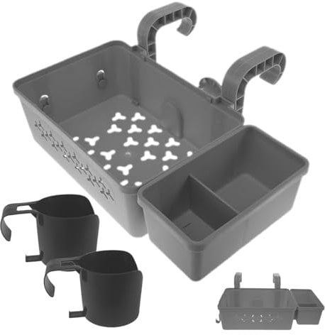 Pool Shelf, Pool Toy Basket, with 2 Cup Holder Multifunctional Container for Beverages, Towels, Drinks, Toys, Outdoor, Beach, Patio