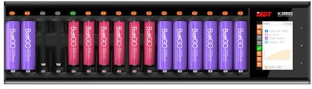 ISDT N16 Akku Ladegerät für AA und AAA, 16 Slot Universal Batterieladegerät mit LCD/Entladungs&Analyse Funktion,NI-MH Akku Schnellladegerät für AA/AAA NI-MH NI-CD Eneloop Aufladbare Batterien