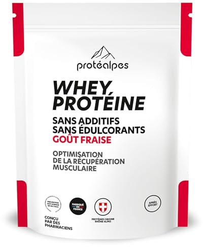 PROTÉALPES Whey Isolate Protéine I Made in France I sans Additifs I sans Édulcorants I Protéines Microfiltrées à Froid I Riche en BCAA I sans Gluten (750g, Fraise)