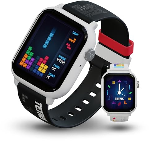 My Play Watch Tetris Retro Gaming Smartwatch with Selective Tech, Non-Connected, Built-in Tetris™, Custom Watch Faces, Classic Arcade Sound, Heart Rate & Fitness Tracker, IP67 Water Resistant.