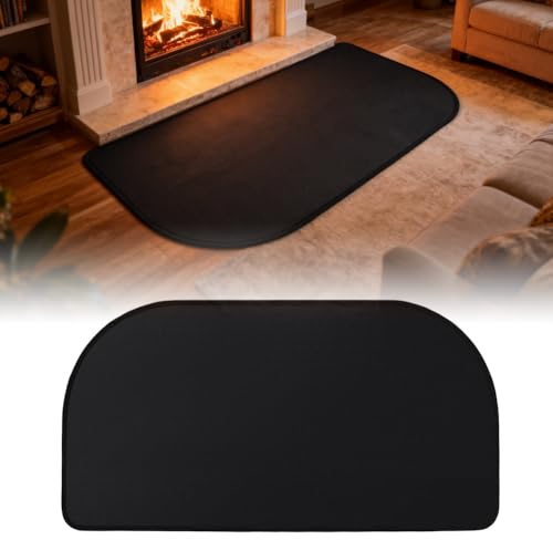 Feuerfeste Kaminmatte, 100x60cm Feuerfeste Unterlage, Feuerfeste Matte für Kaminofen, Funkenschutzplatte, Kaminofen Unterlage, Feuerschutzmatte für Holzofen Zum Schutz des Bodens Vor Funken, Schwarz