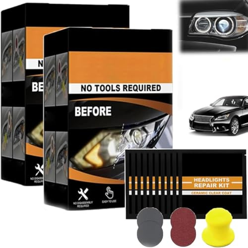 Kit de restauration de phares, lingettes nettoyantes pour phares – Kit complet de polissage et de protection pour enlever l'oxydation, la brume et le jaunissement des phares de voiture (2)