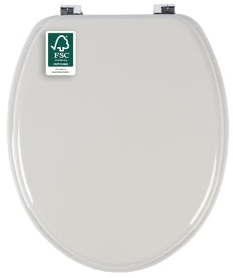 Beldray Wooden Toilet Seat, Standard Fit, Warm Grey, 36.5 X 42.5 Cm | MDF wood construction, Zinc hinges, Quick fit and remove, Smooth easy-clean finish, Lid size 34.3 X 41.2 Cm