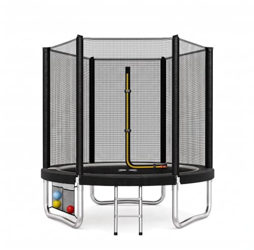 JUMMICO Garden Trampoline for Children, 6ft/7.5ft/10ft/12ft Trampoline Outdoor Safety net and Padded Poles for Children Indoor Outdoor Fitness,Maximum up to 150 kg
