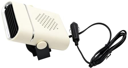 Tragbarer Auto Heizlüfter 12V 150W Windschutzscheiben Entfroster (Weiß) | Schnellheizung, Klare Sicht , 360° drehbarer Luftstrom, 2-in-1 Heizen & Kühlen, Plug & Play, Ganzjähriger Fahrkomfort