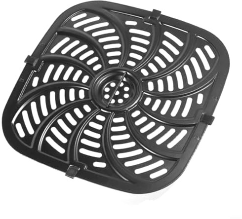 Ersatzbackblech für Heißluftfritteuse 24x25 cm mit 4 Eckenschutz, spülmaschinenfestes Grillrost Zubehör schwarz