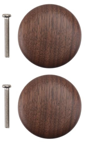 SWETRACE 2pcs Single Hole Solid Wood Wardrobe Drawer Cabinet Door Knob | Brown Walnut Finish, Smooth Polished Edge, Elegant Simple Look, No Burrs, Comfortable Hand Feel