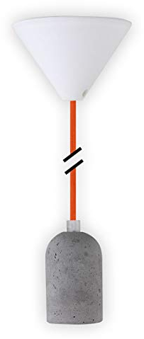 LEDmaxx PLB008 A to E, Deko Set Textilkabel mit Beton- Lampenfassung, 100 W, E27, weiß, 12 x 12 x 14 cm