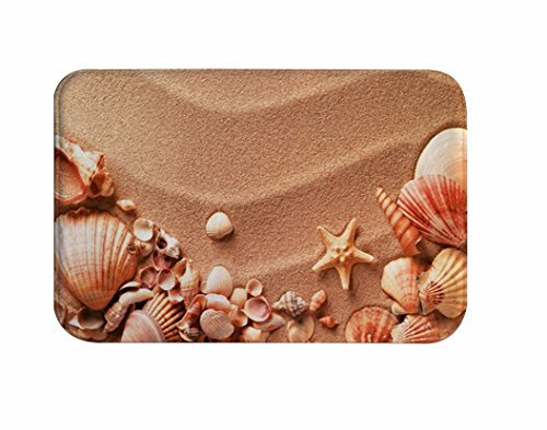 A.Monamour Tapis Coquilles De Sable De Plage Marron Crêtes De Mer Conques Motifs Artistiques Nautique Doublure Tapis De Sol Tapis De Sol Paillassons pour Décorations Extérieures Intérieures