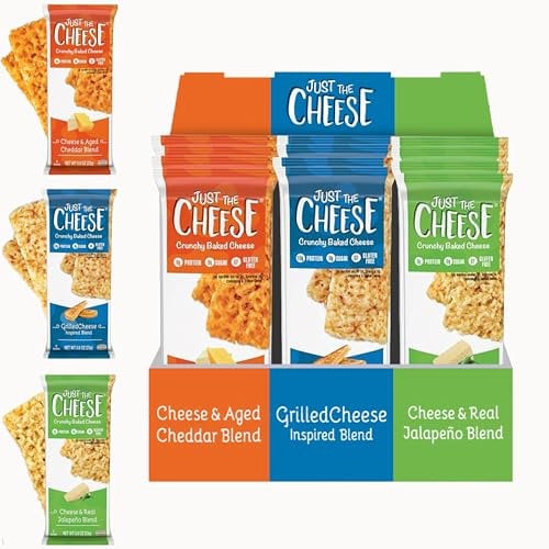 Just The Cheese Bars, Crunchy Baked Low Carb Snack Bars. 100% Natural Cheese. High Protein And Gluten Free, Variety Box (12 Two-Bar Packs)