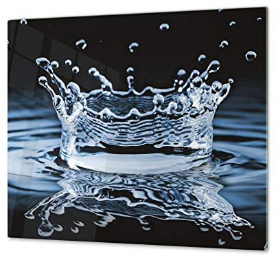 Planche de cuisine en VERRE trempé – Planche à découper en verre – Couvre-plaques de cuisson – UNE PIÈCE (60x52 cm) ou DEUX PIÈCES (30x52 cm chacune);D02 Série Eau: Eau 19