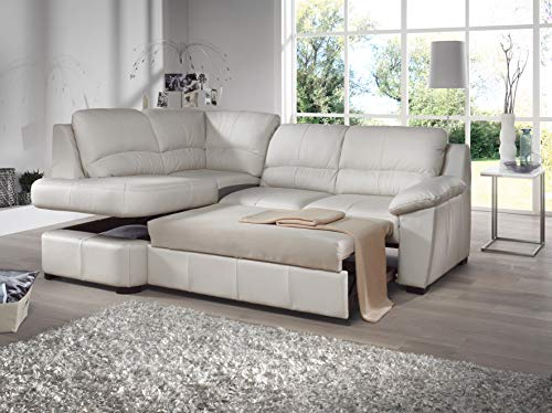 Cotta Ecksofa, Echtleder, Hellgrau, 240 x 84 x 165 cm