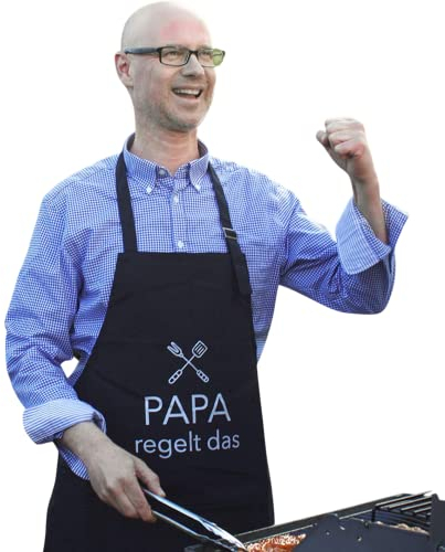 EliXito Koch- und Grillschürze für Papa - Geschenkidee Vatertag, Schwarze Schürze Vatertag, Witzige Grillschürze Geschenk