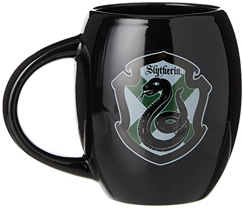 HARRY POTTER Ovale Tasse (Slytherin-Uniform Design) in Geschenkbox, Keramik-Kaffeebecher, Kaffeetasse - Offizielles Lizenzprodukt