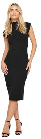 PixieGirl Petite Black Funnel Neck Scuba Midi Dress Petite