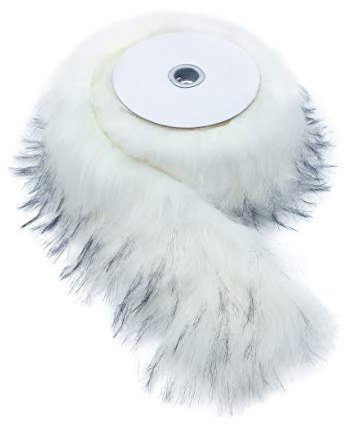 Furryvalley Kunstfell Bordüre Kunstpelz des Fuchs Marderhunds Handarbeit Material fusseliger Schmuck für Hausschuhe Pantoffel Kragen Kuscheltier Dekoration 2 Yards (weiß)