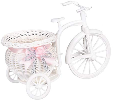 BYFRI 1pcs Rattan Tricycle Fahrrad-Blumen-Korb-vase Speicher Partei-dekor 26 * 16 * 12cm