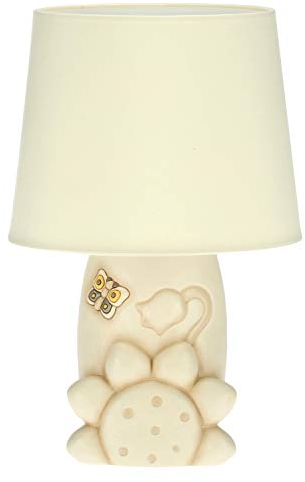 THUN - Lampada da Tavolo con Girasole, Campanella e Farfalla - Arredamento Casa - Linea Elegance - Ceramica, Acciaio - 33,5 h cm