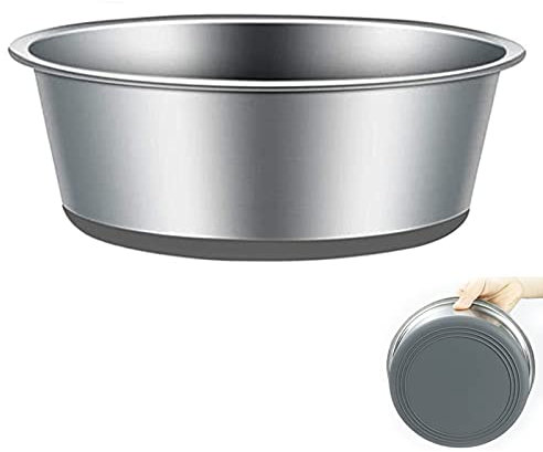 SUOXU Thick Stainless Steel Dog & Cat Plate Bowls, Non-slip Silicone Bases, Medium & Large Dog Feeder & Water Bowls (L-20CM)