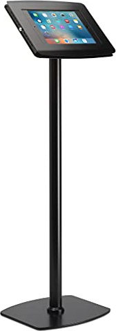 Ultima Security Secure Floor Stand for IPad 9.7 - High-Security Enclosure, Easy Assembly, Charging Capabilities, Versatile Mounting (Black)