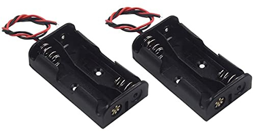 WAYLLSHINE 2Pcs 2 x 1.5V AA Battery Holder Case Box, 2 AA Battery Holder with Wire Leads