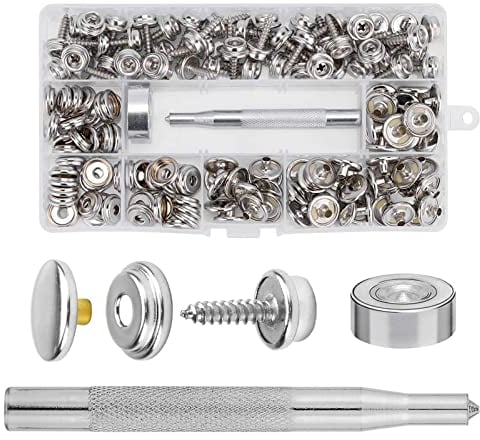 elthmpr Druckknöpfe Schrauben Set Edelstahl Planenschrauben 60st Druckknopf-set mit 2 Fixierwerkzeug für Schiffe Planen Möbel Autozelte Segeltuch