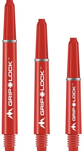 Mission Darts GripLock Dart Shafts | Tough Durable Nylon Stems | Medium, Red, 5 Sets of 5 Shafts (5XS1070)