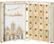 HOMCOM Weihnachts-Adventskalender in Buchform mit Schriftzug und Themenmotiven, 22x7x32 cm, Sperrholz, weiß und holzfarbig
