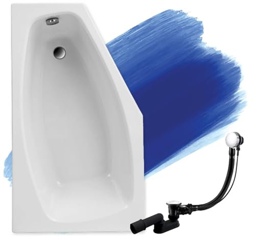 BADLAND Baignoire d'angle Marika 140 x 80 cm Gauche droite avec bonde et pieds gratuits 140 x 80 cm GAUCHE