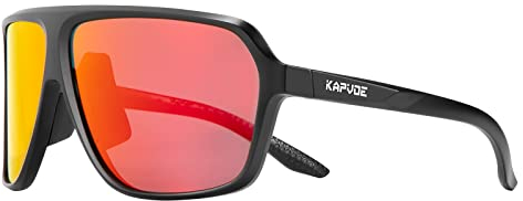 KAPVOE Radfahrerbrille Polarisierte Fahrradbrille Sport Sonnenbrille UV400 Schutz für Männer Frauen MTB Laufen Golf Wandern Volleyball Tennis Autofahren Angeln Softball 01