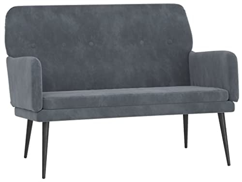 vidaXL Sitzbank, Bank Polsterbank mit Rückenlehne Armlehne, Sofa Flurbank für Wohnzimmer, Garderobenbank Metallgestell, Modern, Dunkelgrau Samt
