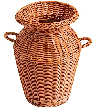 Uposao Woven Rattan Vase - Multi-Purpose Dried Flower Pot, Vintage Decorative Wicker Home Decor Storage Basket, 14cmx24cm