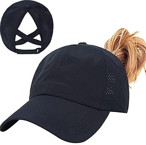 Enwokran Baseball Cap Damen Mesh Schnell Trocknende Pferdeschwanz Baseballkappe, Sonnenschutz Laufkappe Basecap Hut Einstellbar Ponytail Baseballmütze UV Sonnenhut Sonnenschutz Hüte (Marineblau)